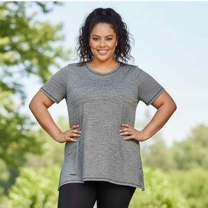 ActiveZone | Heather Grey High-Low Performance Top - Plus Size 2X